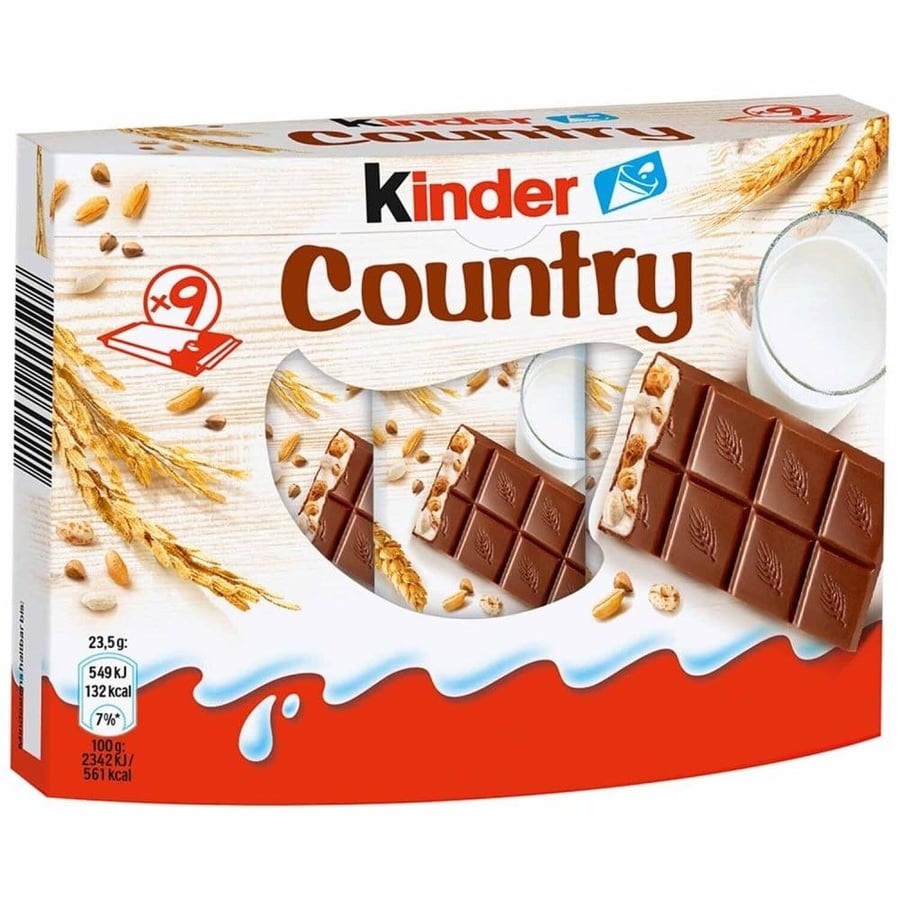 Kinder Country chocolate bars with milk filling 9 pieces 211 g