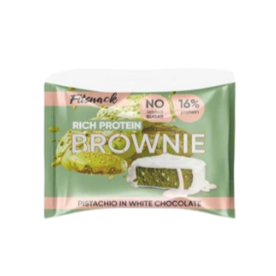 فيت سناك براوني غني بالبروتين (فستق في شوكولاتة بيضاء) - Fitsnack Rich Protein Brownie Pistachio in White Chocolate