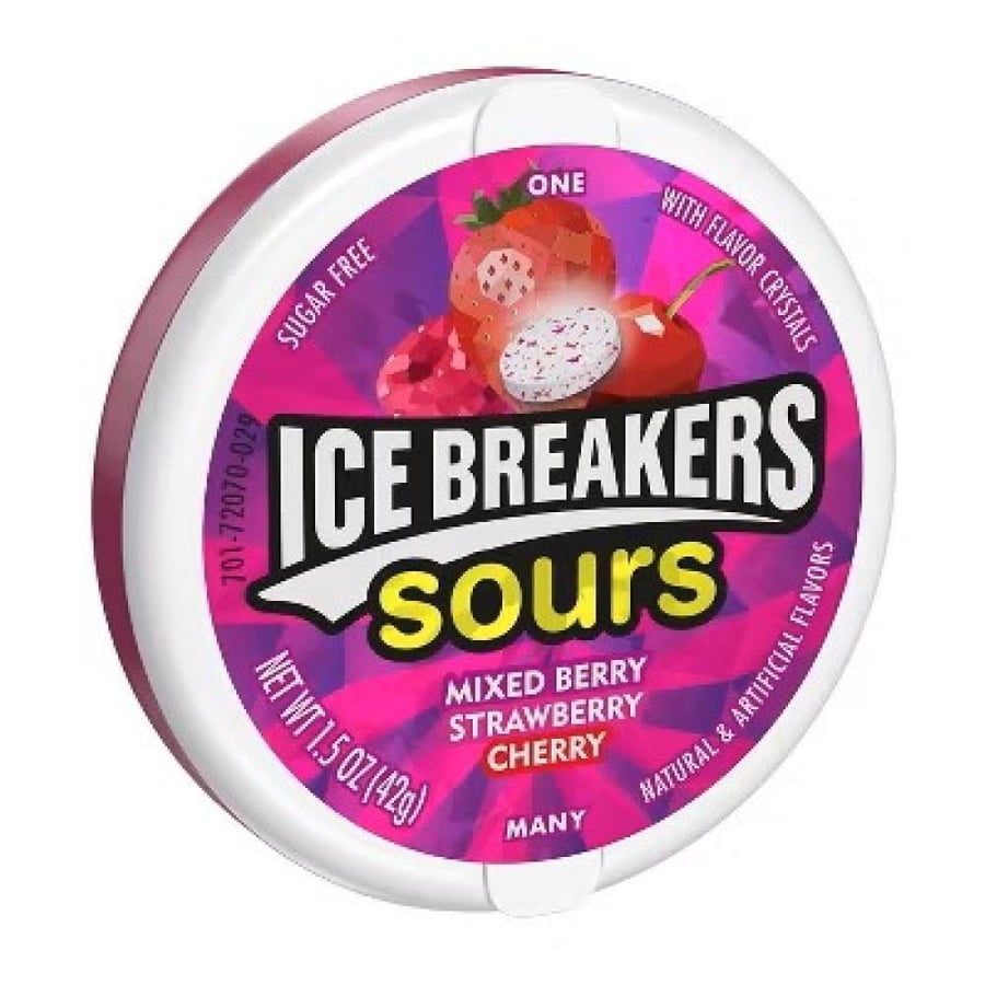 آيس بريكرز ساورز فواكه مشكلة - Ice Breakers Sours Mixed Berry, Strawberry & Cherry