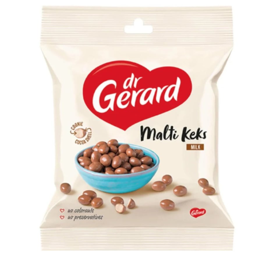 كرات البسكويت مالمي كيكس بالشوكولاتة والحليب دكتور جيرارد 75 جم | Dr Gerard Malti Keks Milk Chocolate Biscuit Balls 75g