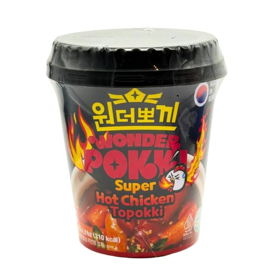 توبوكي وندر بوكي الكوري بنكهة الدجاج الحار جداً 120 جم Wonder Pokki Super Hot Chicken Topokki 120g