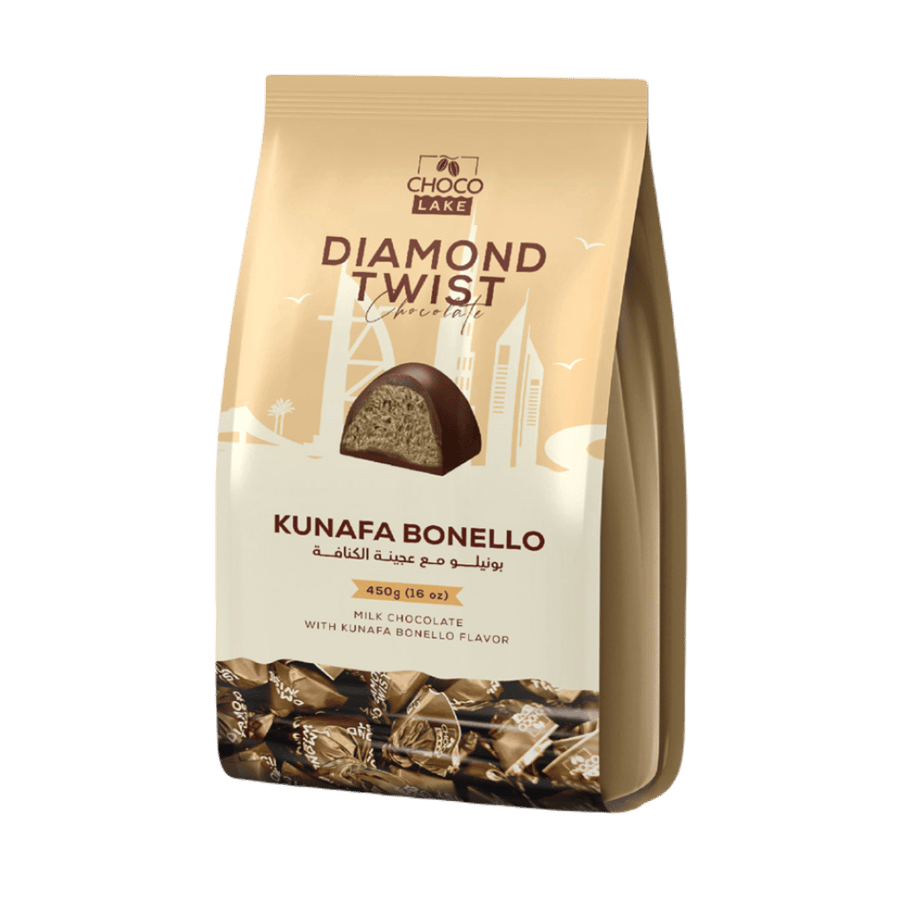 شوكولاتة دايموند تويست بالحليب محشوة بحشوة البندق البيضاء وعجينة الكنافة - Diamond Twist Milk Chocolate