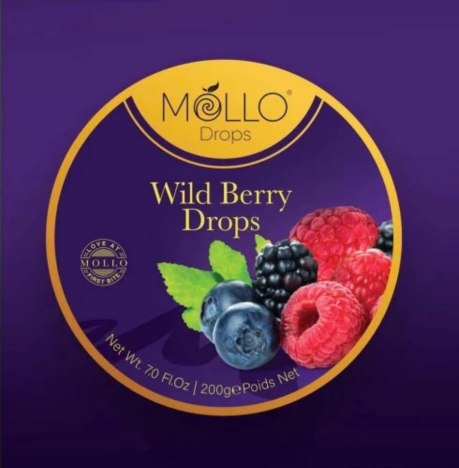 حلاوة فواكه موللو دروبس نكهة التوت 200 جرام MOLLOE DROPS