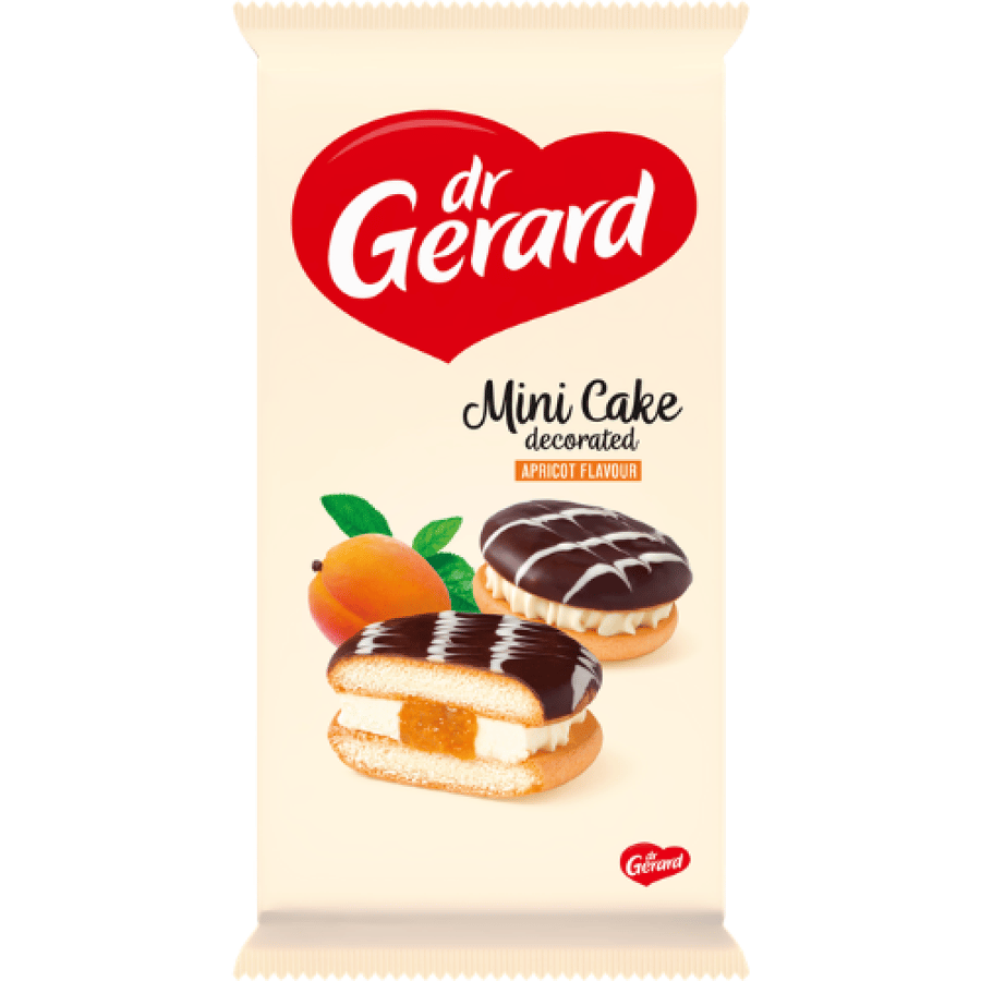 ميني كيك دكتور جيرارد بنكهة المشمش ومزين بالكاكاو 165 جم | Dr Gerard Mini Cake Decorated Apricot Flavour 165g