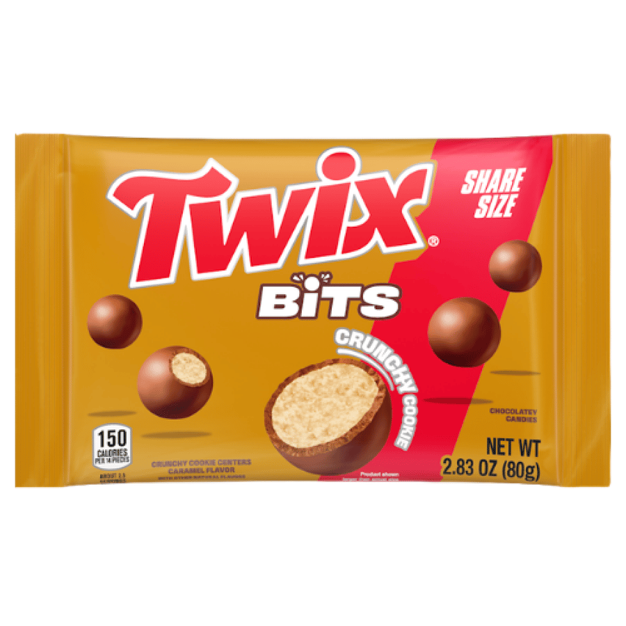 تويكس بيتس كرات بسكويت مقرمشة مغطاة بالشوكولاتة والكراميل - 80 جرام | Twix Bits Crunchy Cookie Centers Share Size