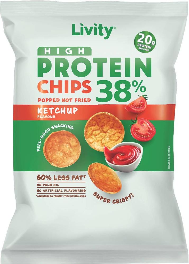 شيبس ليفيتي عالي البروتين بنكهة الكاتشب | Livity High Protein Chips Ketchup