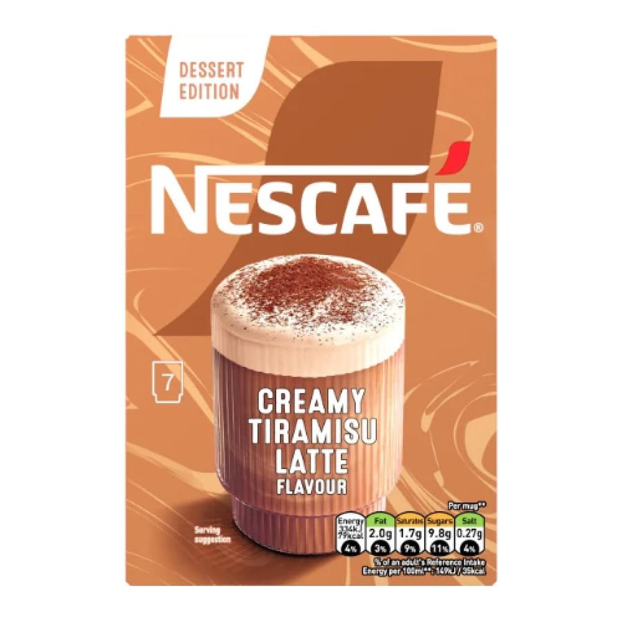 مشروب نسكافيه لاتيه بنكهة التيراميسو الكريمي - نسكافيه إصدار الحلى - 7 أظرف (NESCAFÉ Dessert Edition Creamy Tiramisu Latte Flavour - 7 Sachets)