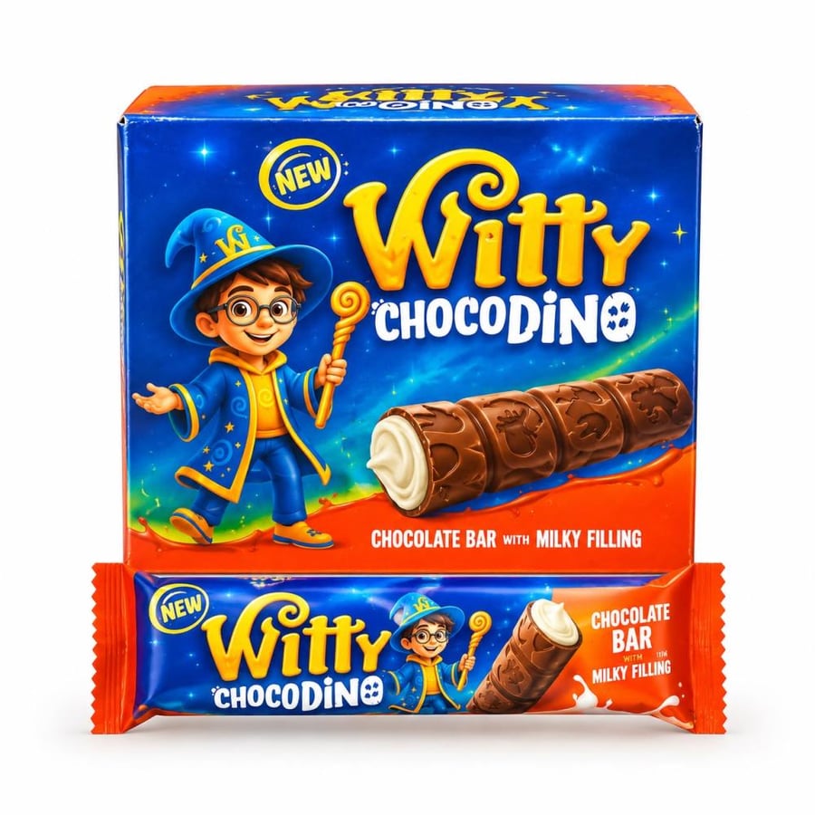 شوكولاتة ويتي شوكو دينو بحشوة الحليب - Witty Choco Dino Chocolate Bar with Milky Filling