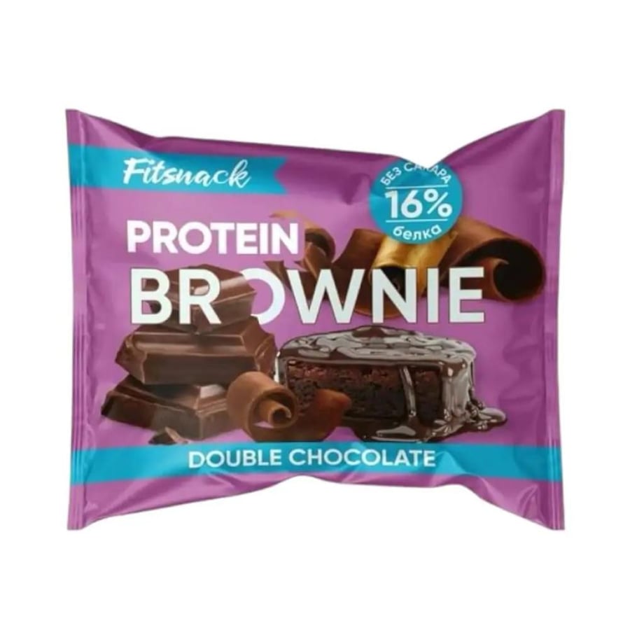 فيت سناك براوني غني بالبروتين (شوكولاتة مزدوجة) - Fitsnack Protein Brownie Double Chocolate