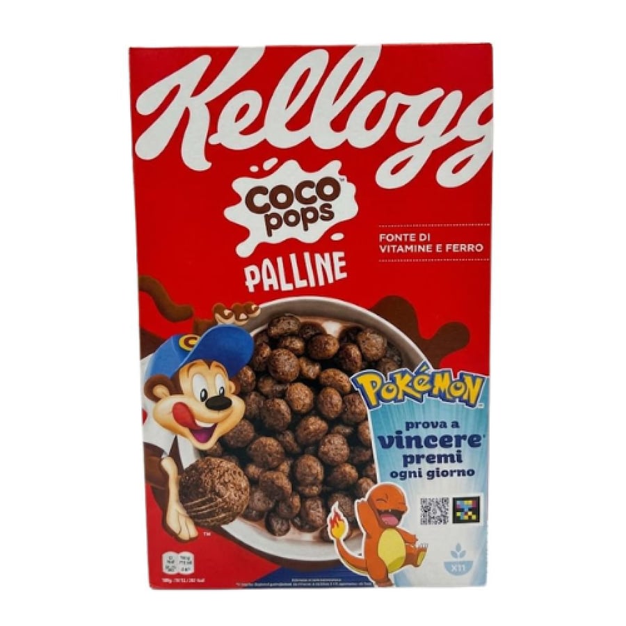 كرات حبوب الإفطار كوكو بوبس بالشوكولاتة من كيلوجز المستوردة 330 جم Kellogg's Coco Pops Palline Breakfast Cereal 330g