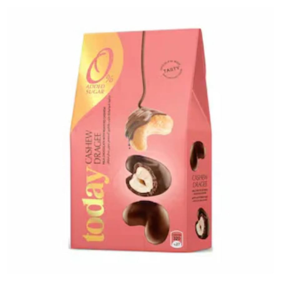 دراجيه كاجو بشوكولاتة الحليب بدون سكر مضاف توداي 50 جرام (Today Cashew Dragée Milk Chocolate 0% Added Sugar 50g)