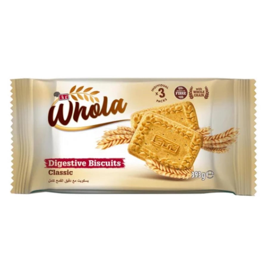 بسكويت دايجستف هولا كلاسيك بدقيق القمح الكامل إيتي المستورد 393 جم ETi Whola Classic Digestive Biscuits 393g