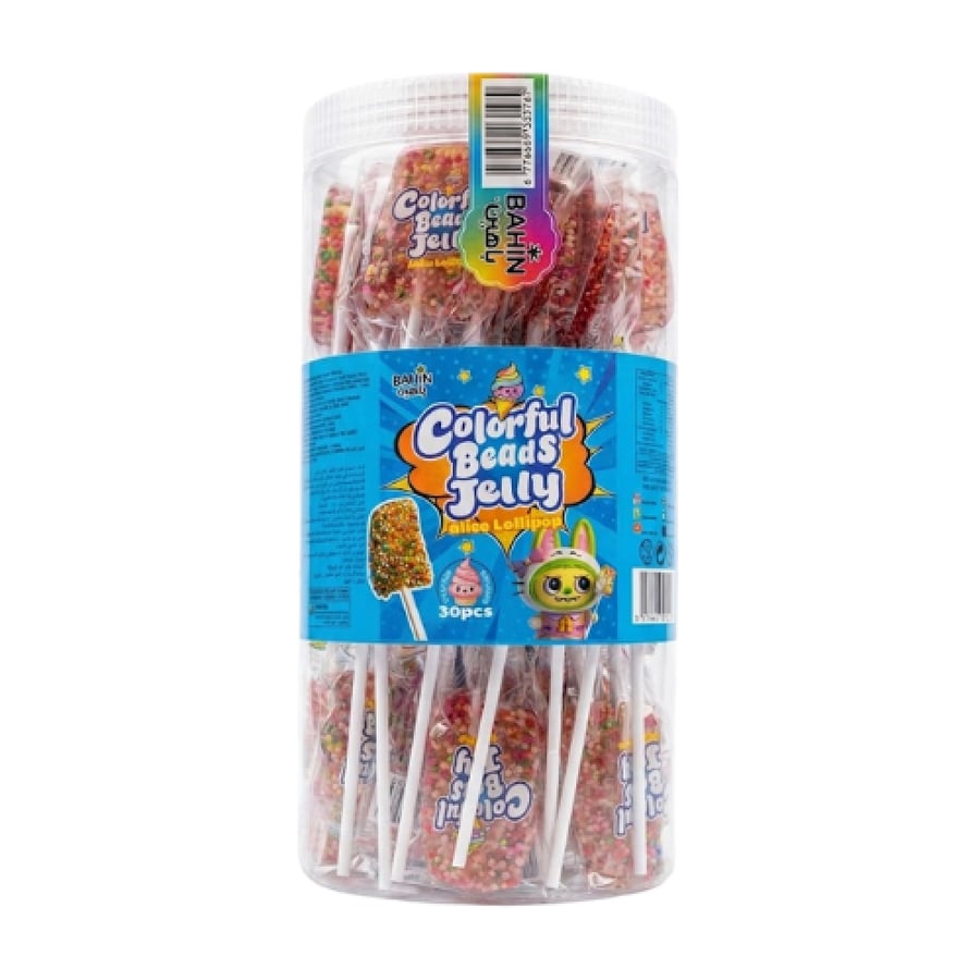 مصاصات جلي الخرز الملونة - 30 قطعة | Colorful Beads Jelly Slice Lollipop