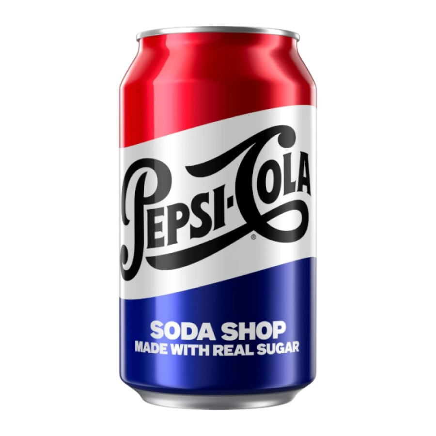 مشروب بيبسي كولا صودا شوب بالسكر الحقيقي أمريكي - 355 مل (American Pepsi-Cola Soda Shop Made With Real Sugar - 355ml)