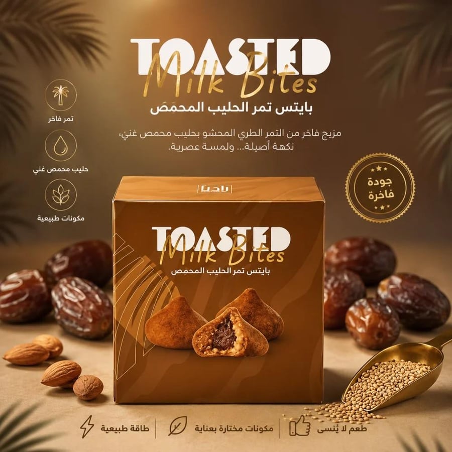 بايتس تمر الحليب المحموص الفاخر من راديا | Radia Toasted Milk Bites