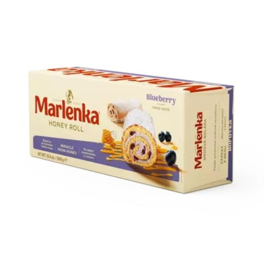 مارلينكا لفائف كعكة العسل بالتوت الأزرق 300 جم -Marlenka Blueberry Honey Cake Roll 300g