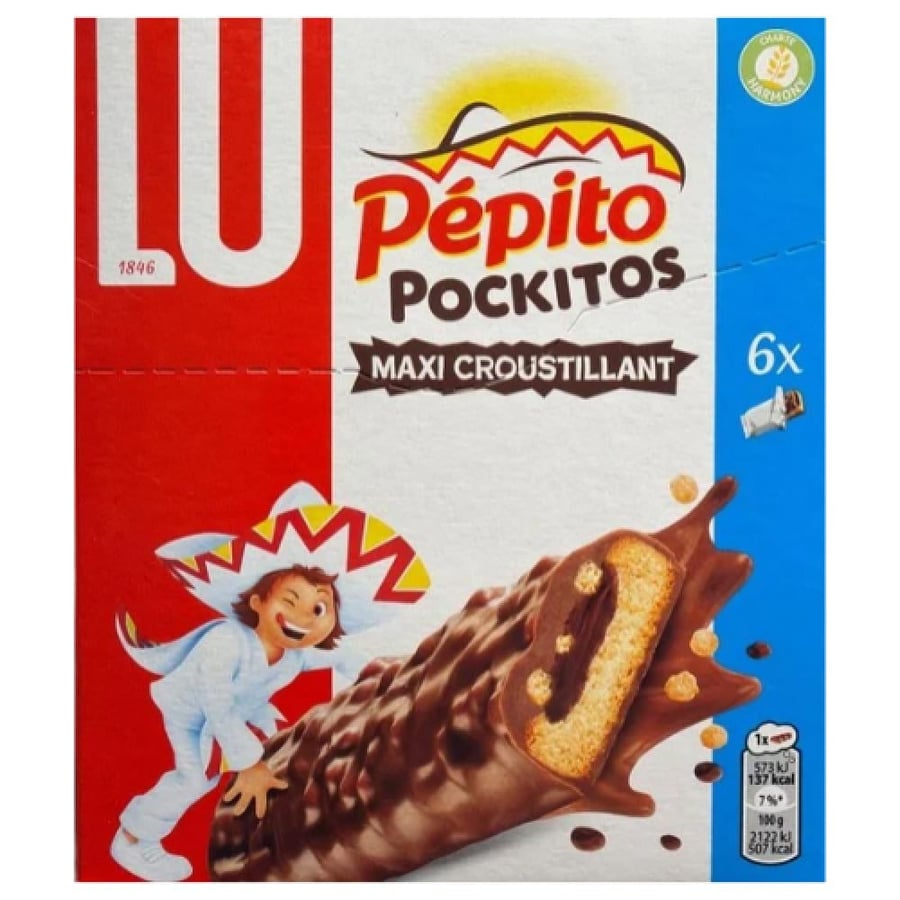 بسكويت لو بيب بيتو بوكيتوس ماكسي شوكولاتة مستورد 162 جم LU Pépito Pockitos Maxi Croustillant 162g