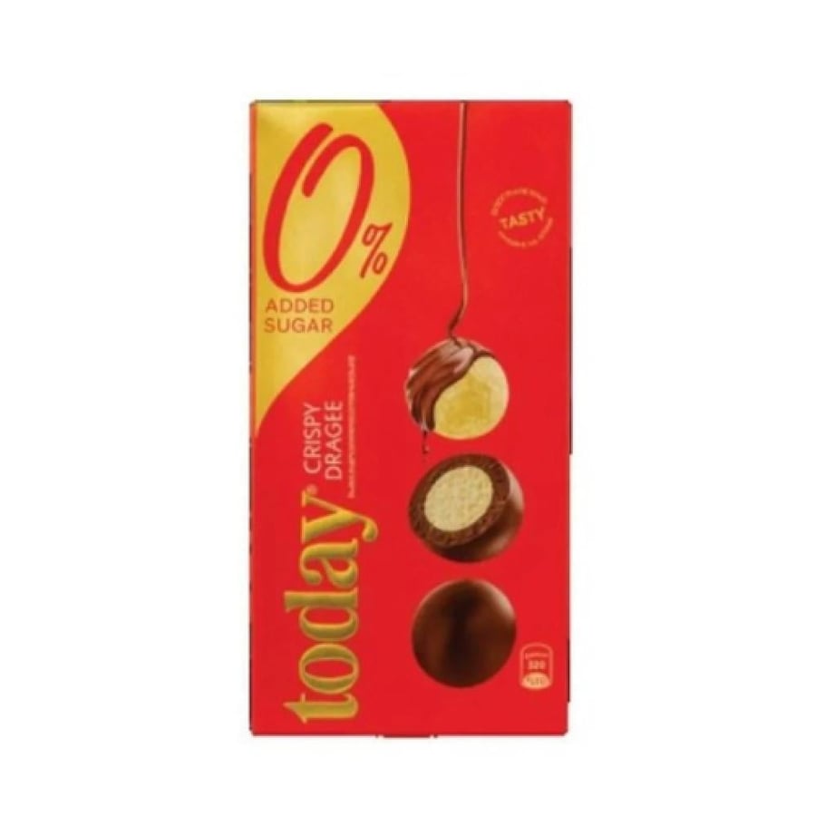 دراجيه كريسبي بالشوكولاتة بدون سكر مضاف توداي 50 جرام (Today Crispy Dragée Chocolate 0% Added Sugar 50g)