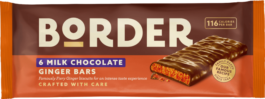 بوردير ألواح الزنجبيل المغطاة بالشوكولاتة بالحليب | Border Milk Chocolate Ginger Bars