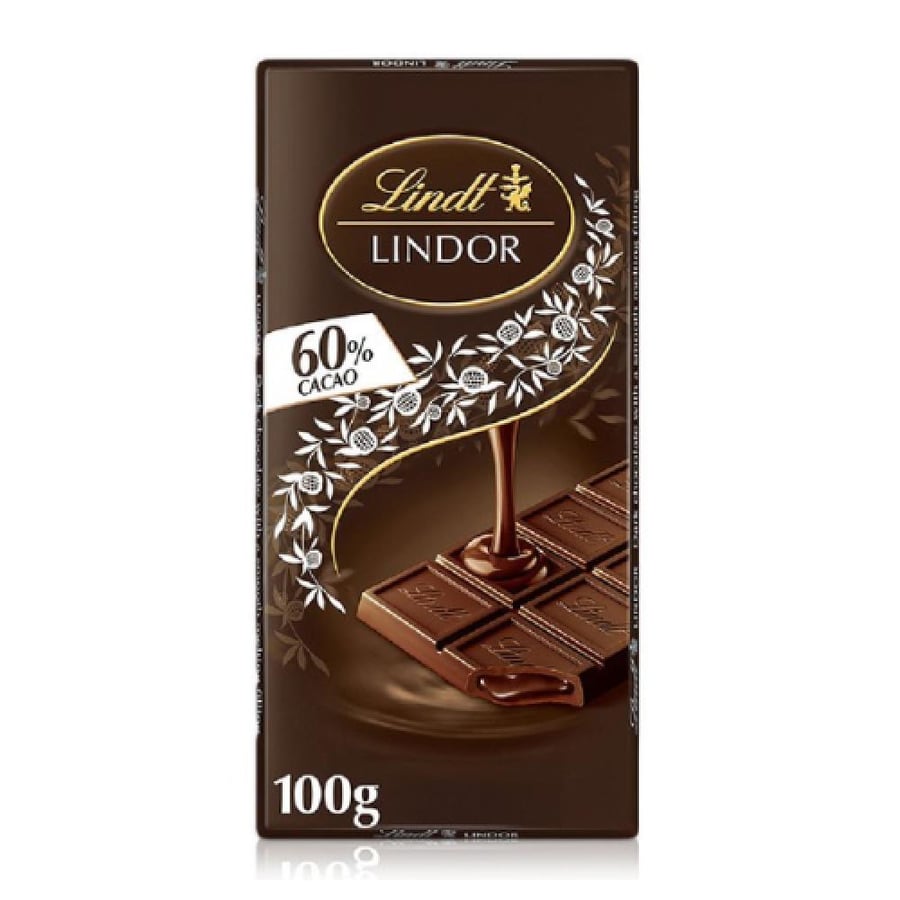 شوكولاتة ليندت ليندور الداكنة 60% كاكاو المستوردة 100 جم Lindt LINDOR Dark 60% Cacao Chocolate Bar 100g