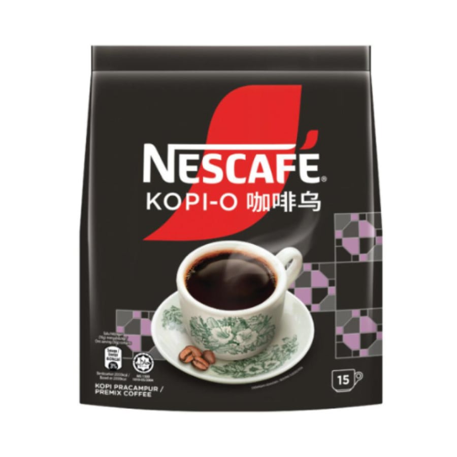 قهوة نسكافيه كوبي أوه سوداء تقليدية 15 ظرف (Nescafe Kopi-O Traditional Black Coffee 15 Sticks)