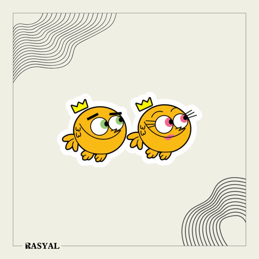 Sticker of a cartoon character (the two magicians)