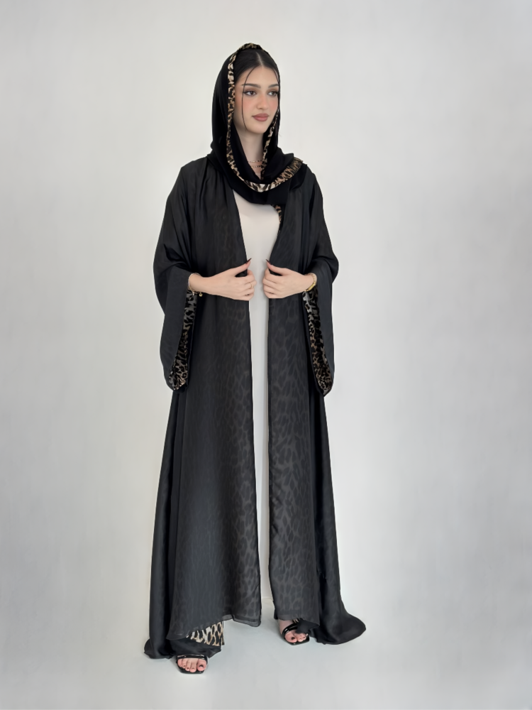 Chiffon abaya double face tiger