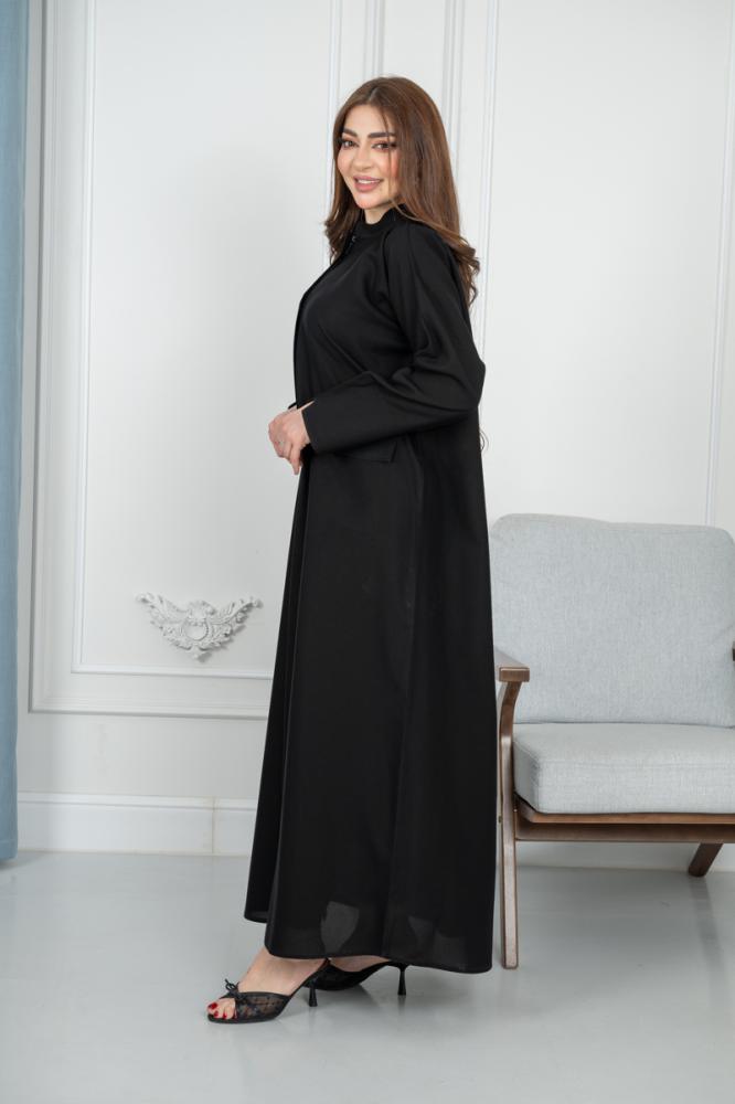 Nasmaat abaya with hidden zipper _ standing cotton pocket