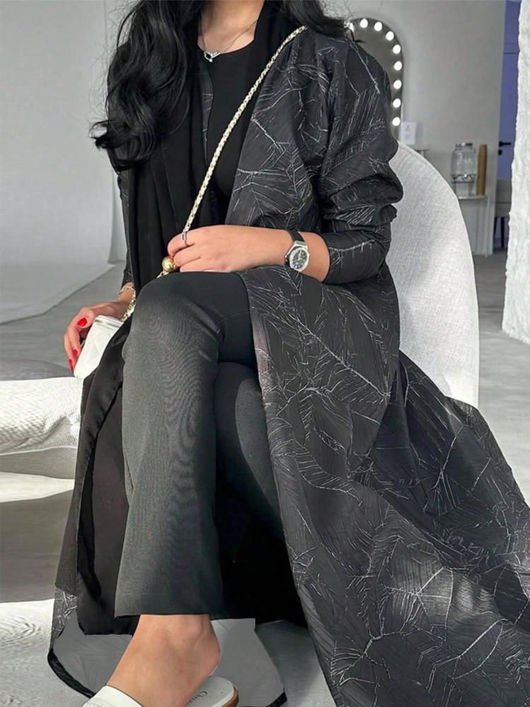 Hafizah جاكيت نسائي محتشم بنسيج جاكار ذو ملمس بارز