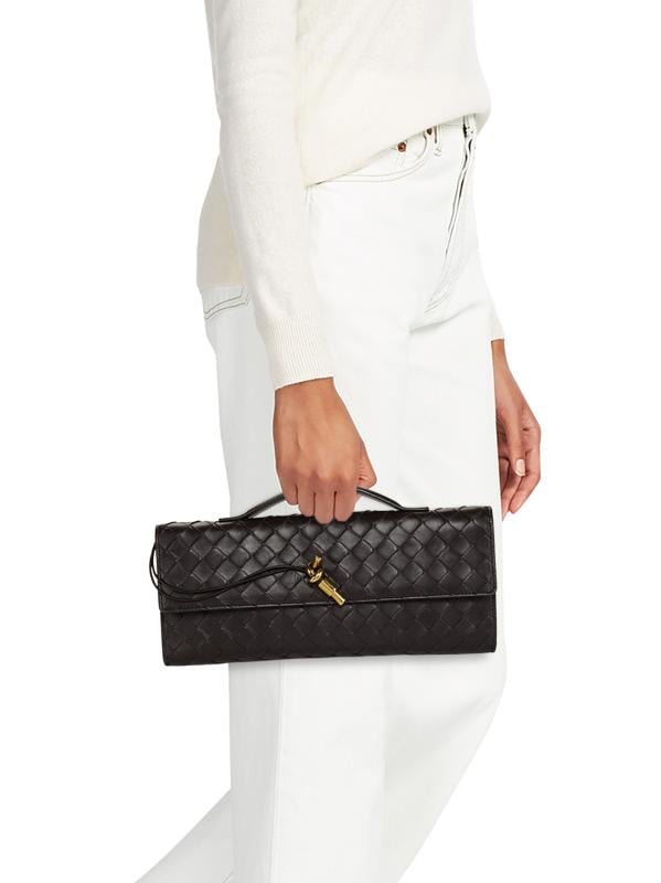 باوتش كلاتش بوتيغا 31 سم اسود Bottega Veneta Clutch 31 cm Black