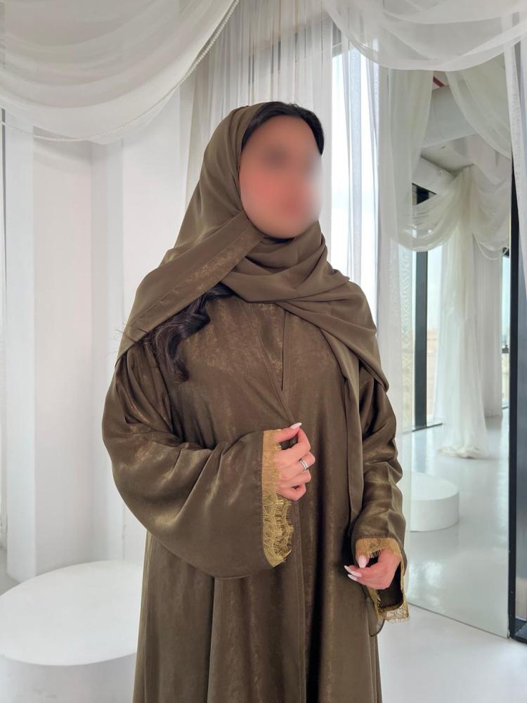 Olive Silk Flow Abaya - A line