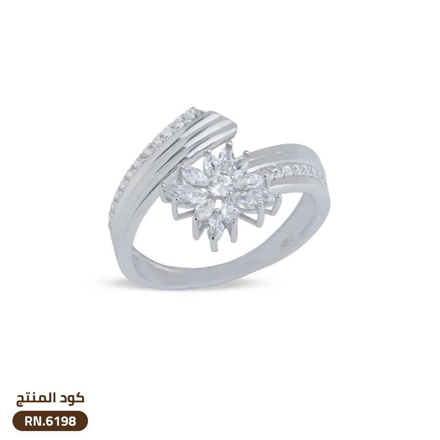 خاتم  ذهب ابيض عيار 18 (RN18-6198)