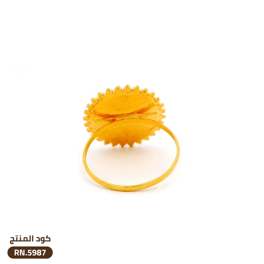 خاتم دائري بنقوش فريدة ذهب عيار 21 (RN.5987)