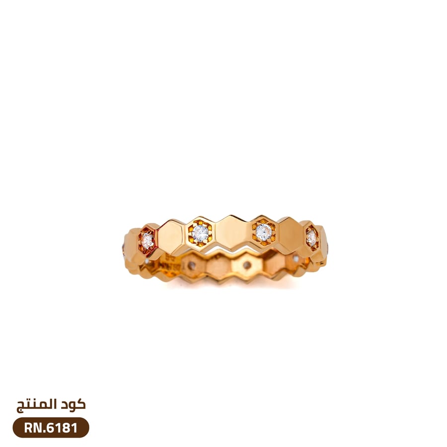 خاتم ذهب بفصوص زركون عيار 18 (RN.6181)