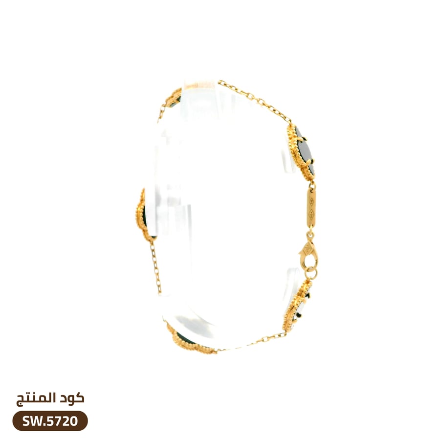 سوار زهرة كليف سوداء ذهب عيار 18 (SW.5720)