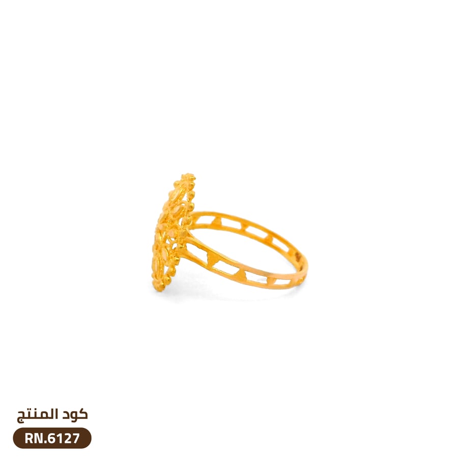 خاتم زهرة بتصميم شبكي ذهب عيار 21 (RN.6127)