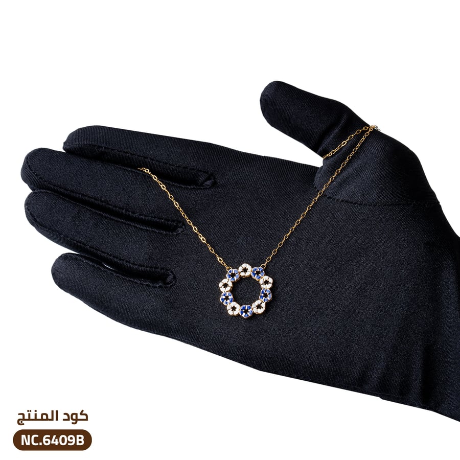 قلادة وردة زرقاء ذهب عيار 21 (NC.6409B)