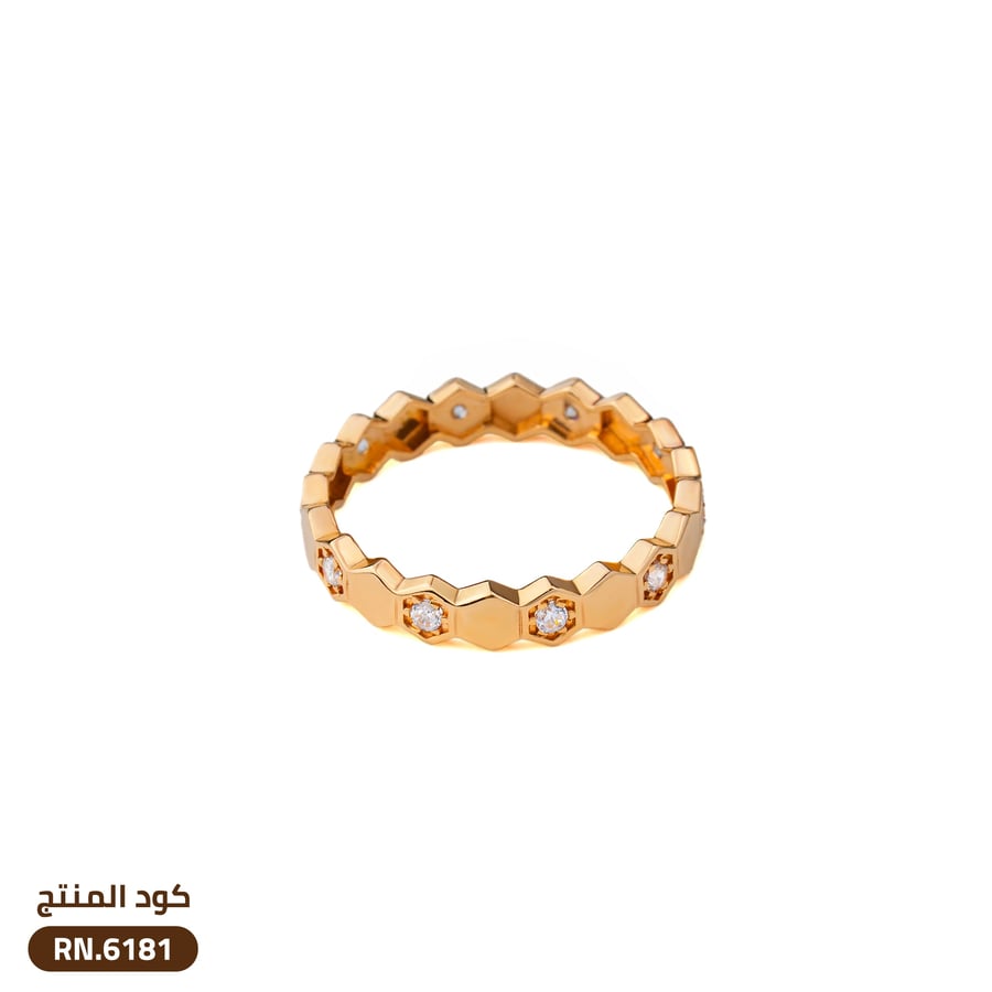 خاتم ذهب بفصوص زركون عيار 18 (RN.6181)