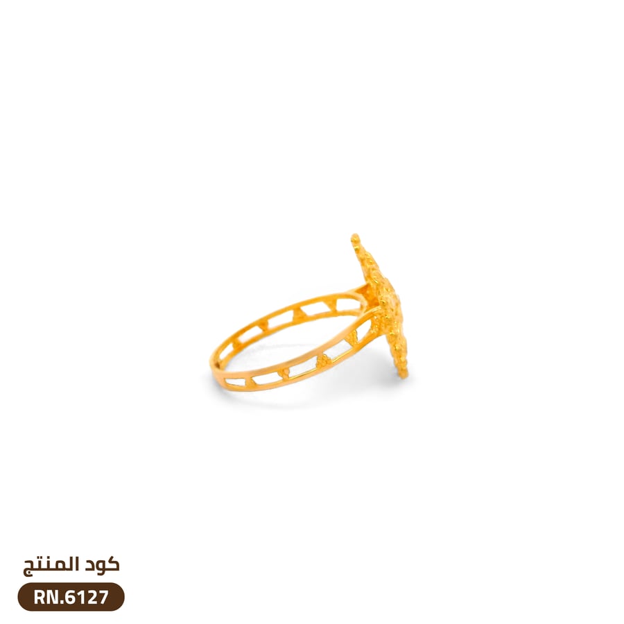 خاتم زهرة بتصميم شبكي ذهب عيار 21 (RN.6127)