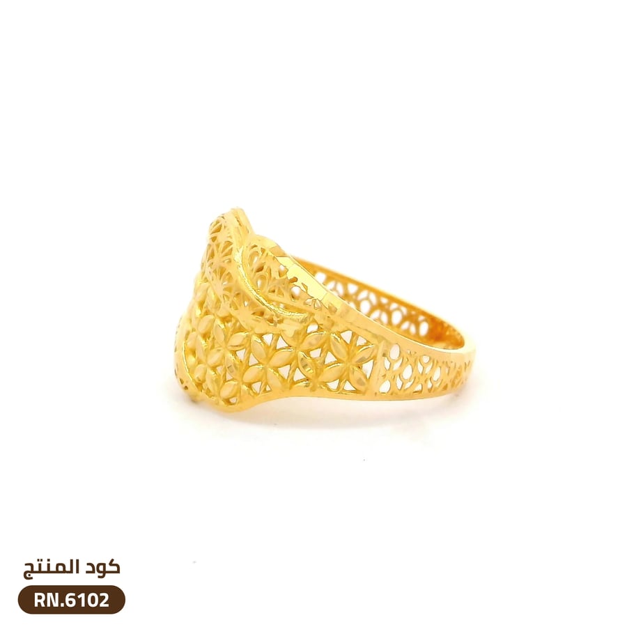 خاتم الزهور تصميم شبكي ذهب عيار 21 (RN.6102)