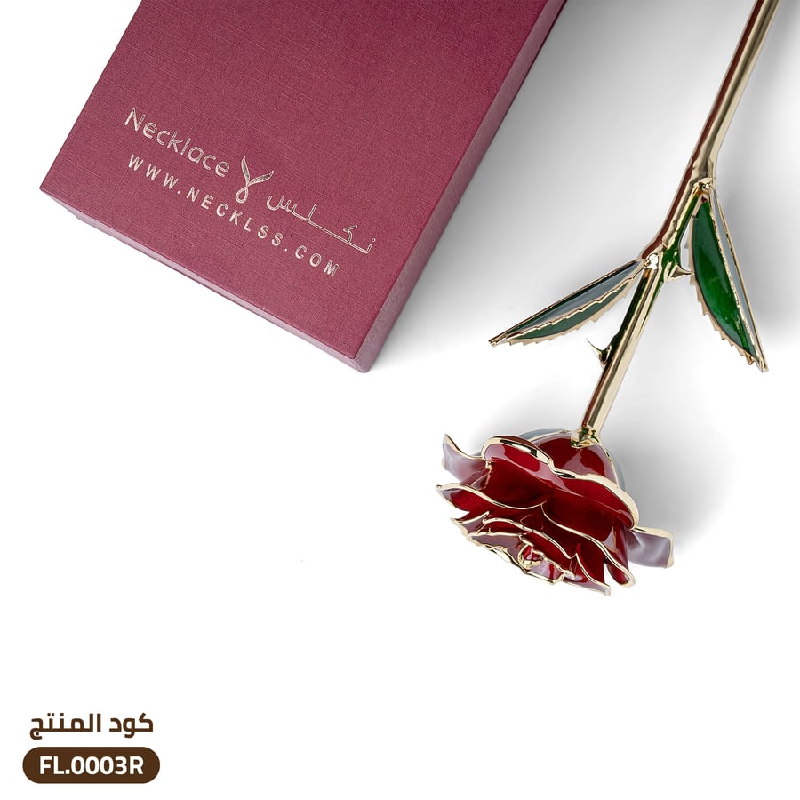 وردة الجوري باللون الأحمر مطلية بالذهب (FL.0003R)