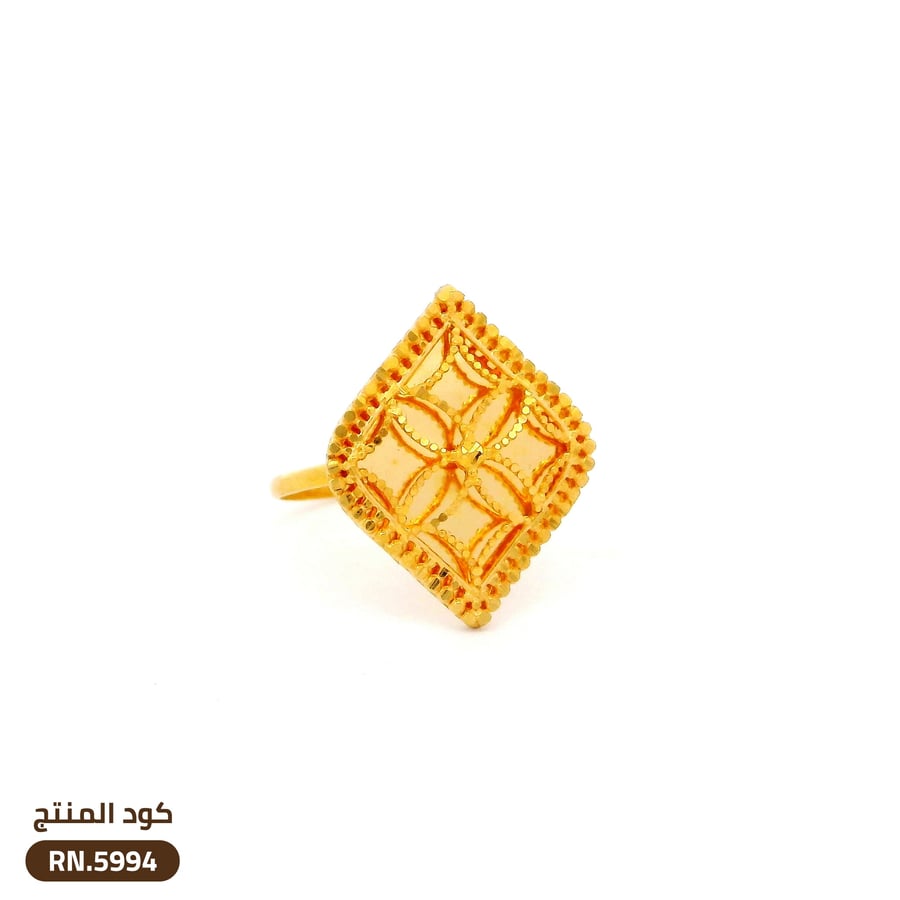 خاتم تصميم زهرة ذهب عيار 21 (RN.5994)