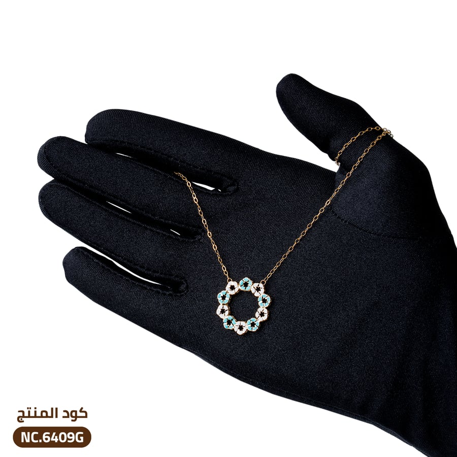 قلادة وردة خضراء ذهب عيار 21 (NC.6409G)