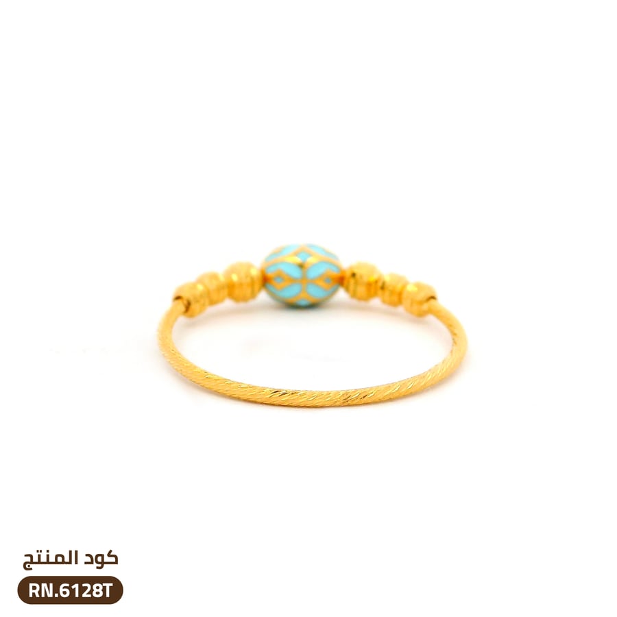 خاتم كرات ومينا فيروزي ذهب عيار 21 (RN.6128T)