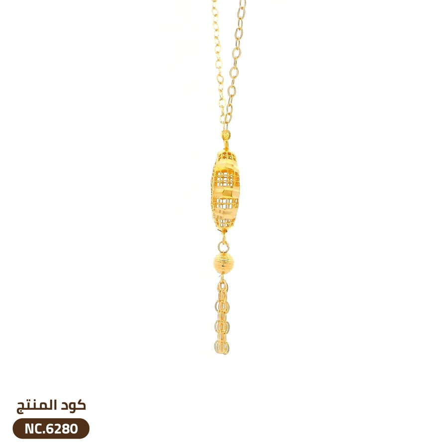 قلادة تصميم شبكي بيضاوي ذهب عيار 21 (NC.6280)