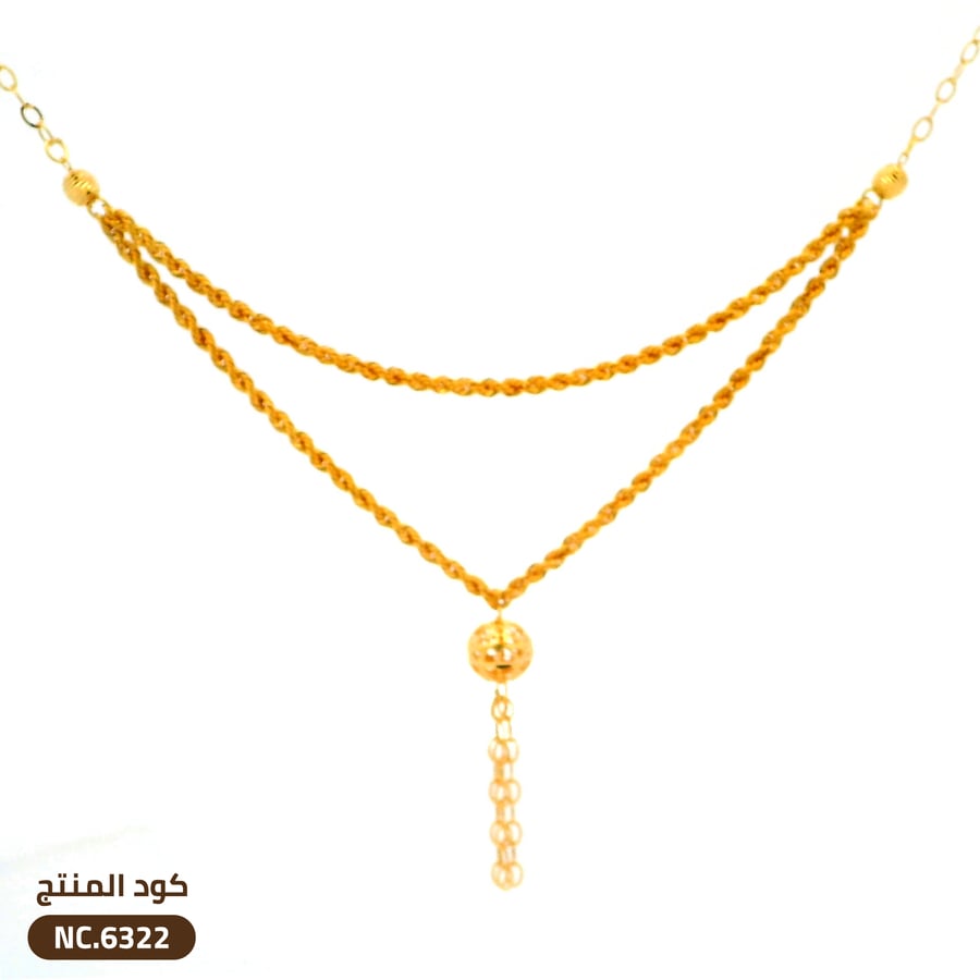 قلادة مبرومة طبقتين ذهب عيار 21 (NC.6322)