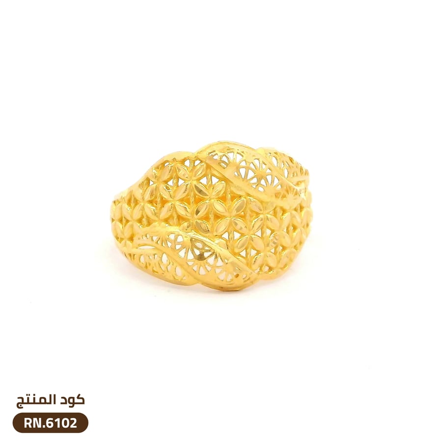خاتم الزهور تصميم شبكي ذهب عيار 21 (RN.6102)