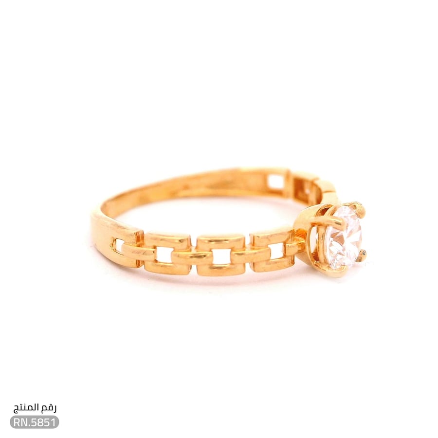 خاتم ذهب عيار 21 تصميم حلقات وفص فاخر (RN.5851)