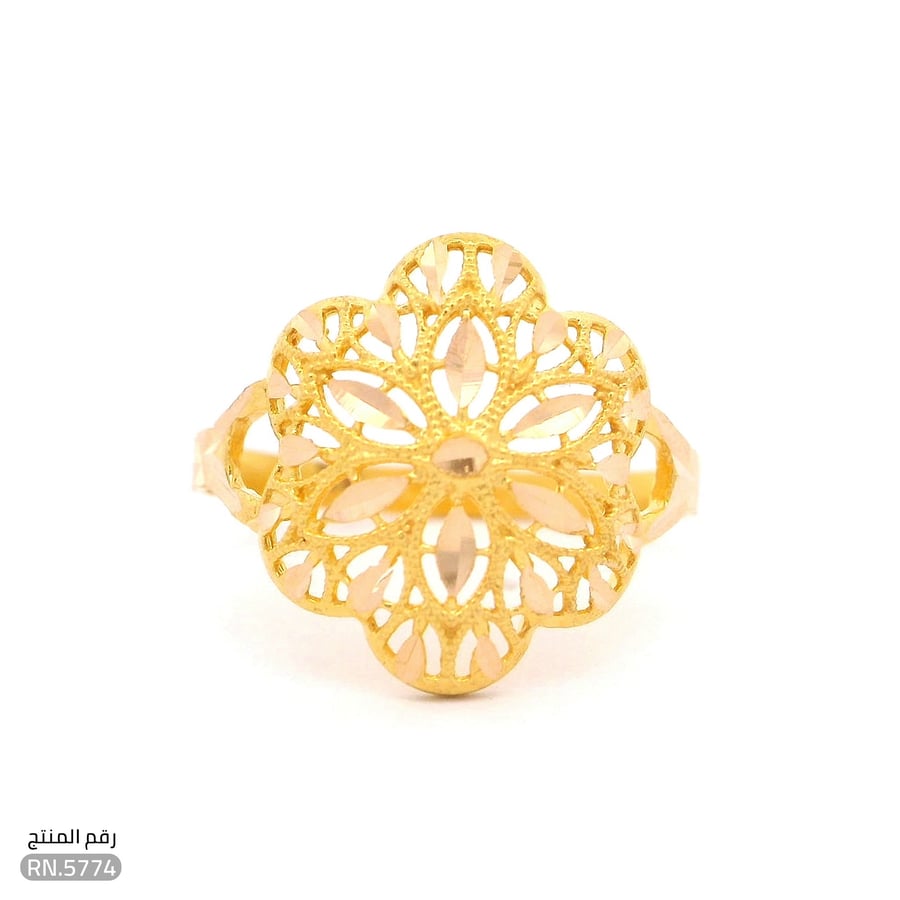 خاتم ذهب عيار 21 تصميم وردة فخمة (RN.5774)