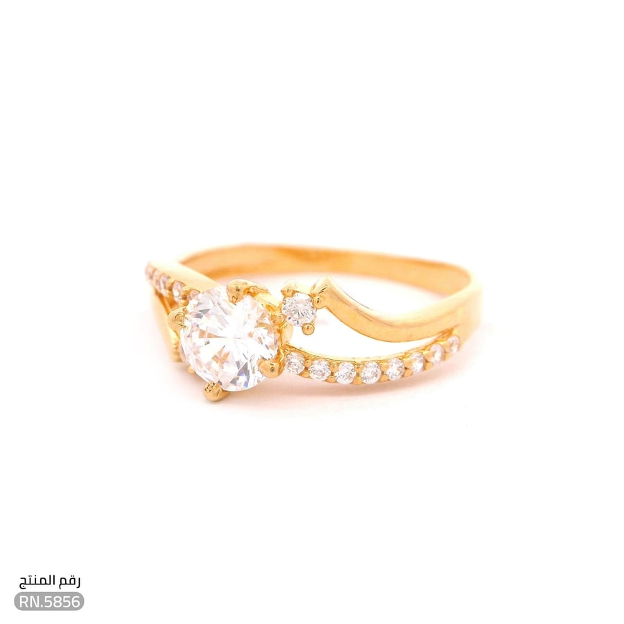 خاتم ذهب عيار 21 تصميم أنيق وفصوص فخمة (RN.5856)
